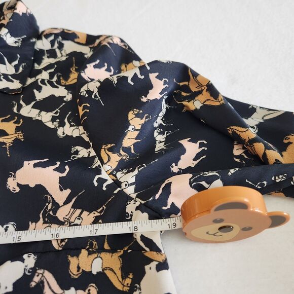 H&M Button Up Horse Equestrian Western Cowgirl Novelty Print Shirt SZ 10 Medium - Picture 4 of 15